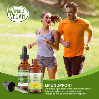 Potent & Organic Vegan Omega-3 Liquid Supplement – Algae DHA/EPA