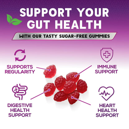 Fiber Gummies 4g - Sugar Free Plant-Based Prebiotic Gummies for Digestive Health | 120 Gummies