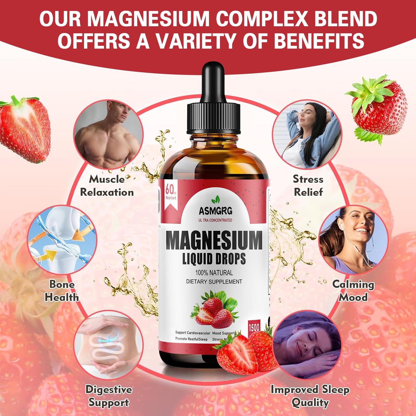 Magnesium Glycinate Liquid Drops with Vitamin D & B6 – 1500mg Plant-Based Formula, Vegan, Non-GMO | 2 fl oz