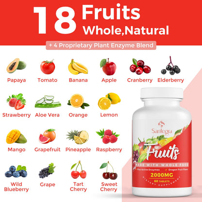 2000 MG Fruit & Veggies Supplement, 240 Tablets – 35+ Fruits & Veggies