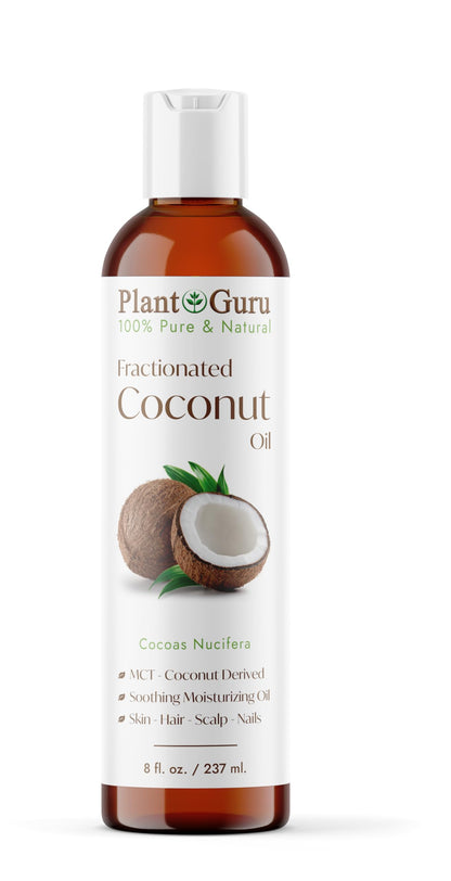 Plant Guru Fractionated Coconut Oil 8 oz – Pure MCT Carrier for Skin & Hair