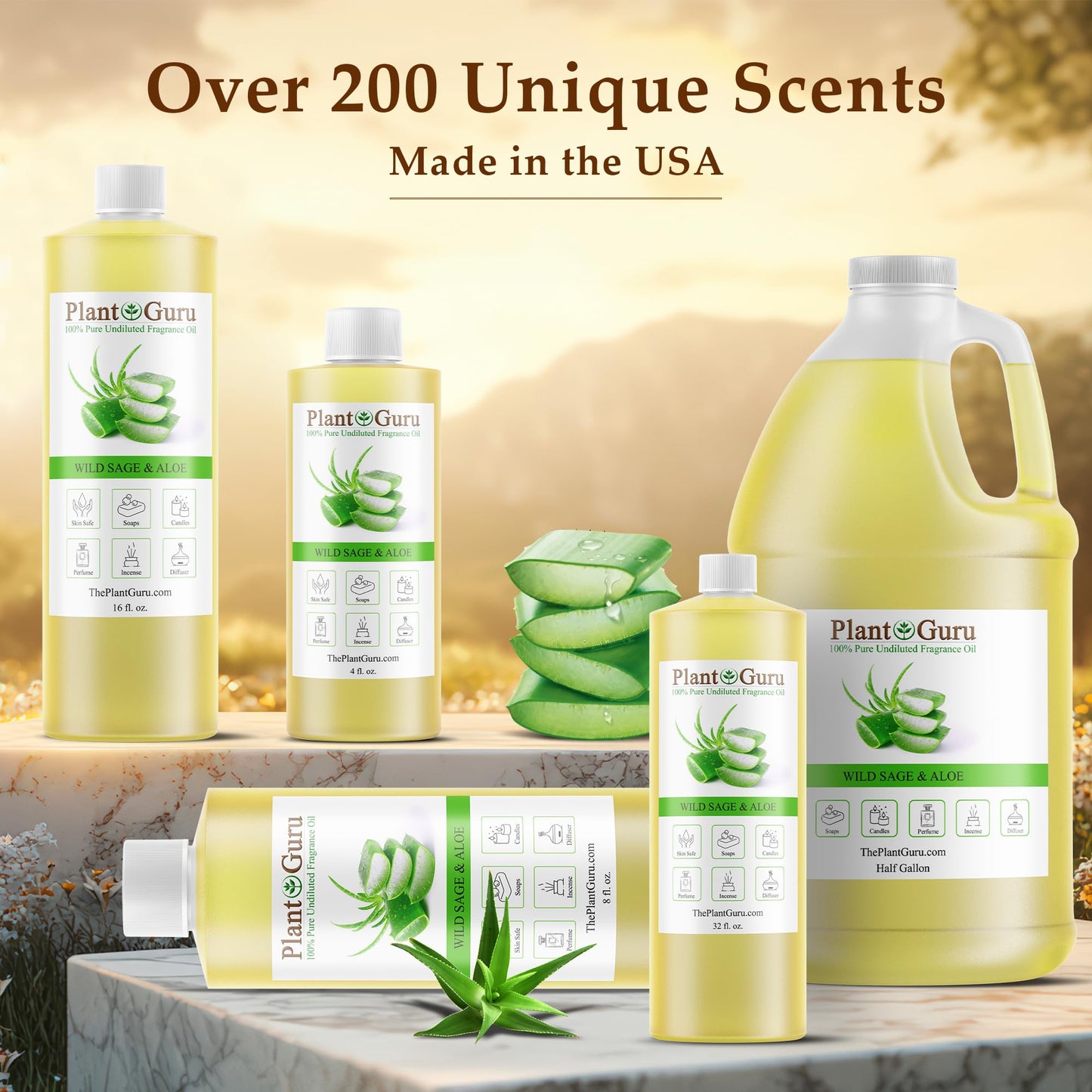 Plant Guru Wild Sage & Aloe Fragrance Oil – 4 fl oz for DIY Soap, Candles