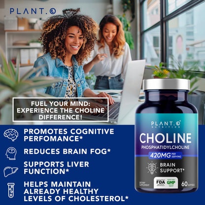 PLANT.O NUTRITION Choline Phosphatidylcholine 430mg – High Potency Phospholipid Softgels | 60