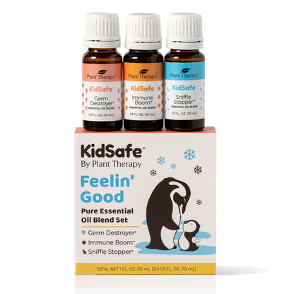Plant Therapy KidSafe Feelin' Good Essential Oil Set – Germ Destroyer, Immune Boom & Sniffle Stopper 10 mL