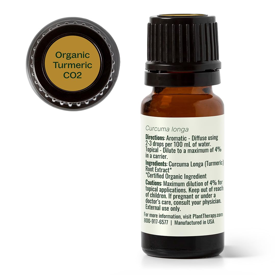 Plant Therapy USDA Certified Organic Turmeric CO2 Essential Oil 10 mL (1/3 oz) - 100% Pure, Undiluted, Therapeutic Grade