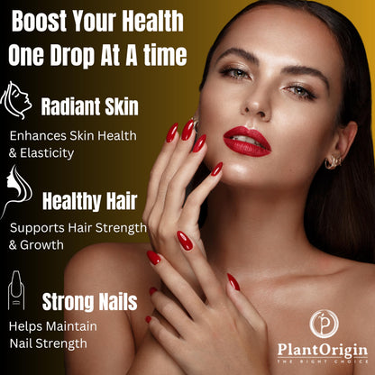 PlantOrigin Extra Strength Biotin Liquid - Hair Growth Drops 15,000 MCG | Vegan & Kosher, 60 Servings