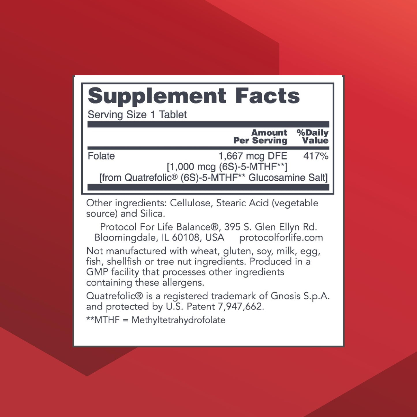 5-Methylfolate 1,000mcg – Brain Support Supplement | Protocol For Life Balance | Kosher & Vegan | 90 Tabs