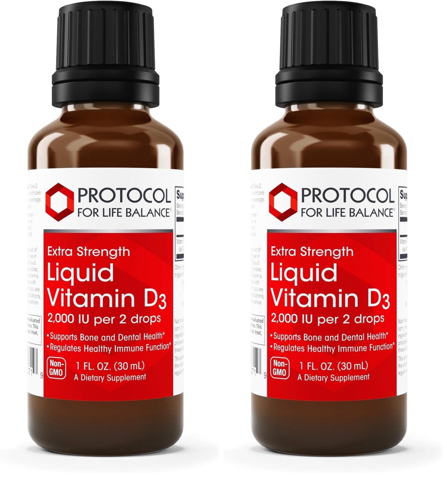 Protocol For Life Balance Liquid Vitamin D3 2000 IU - Immune Support, Bone & Teeth Health (Pack of 2)