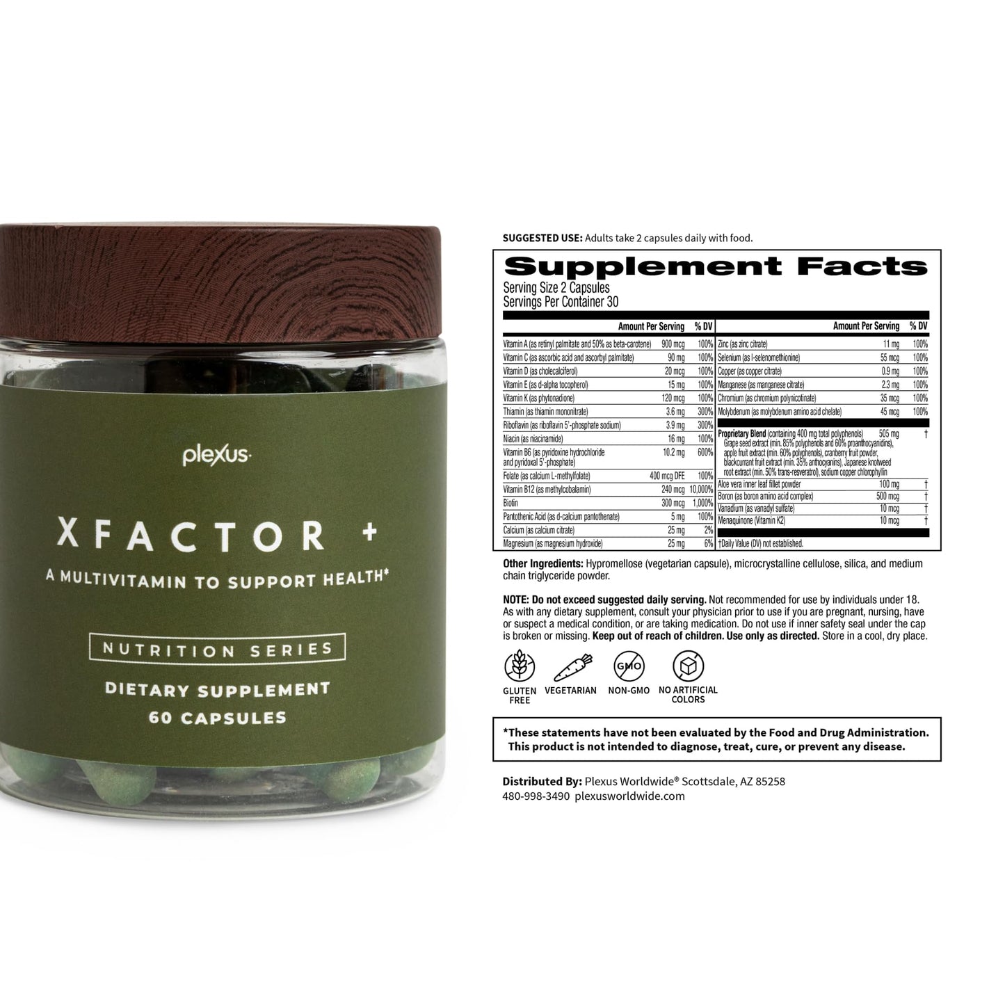 Plexus XFactor+ 60ct (2 Pack) - Premium Multivitamin with Bioactive Nutrients