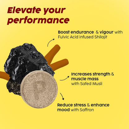 Plix Pure Himalayan Shilajit 250mg – Orange Flavor Effervescent Tablets with Safed Musli & Saffron