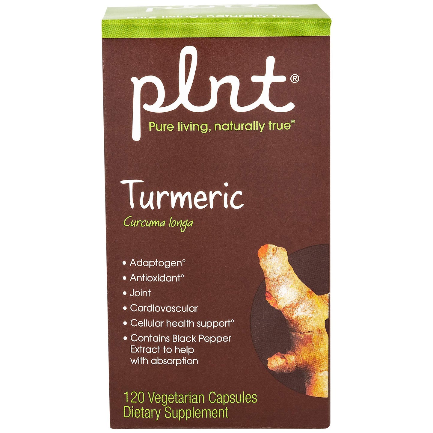 plnt Turmeric - Natural Non-GMO Turmeric Root for Joint Mobility & Antioxidant Support (120 Veg Capsules)