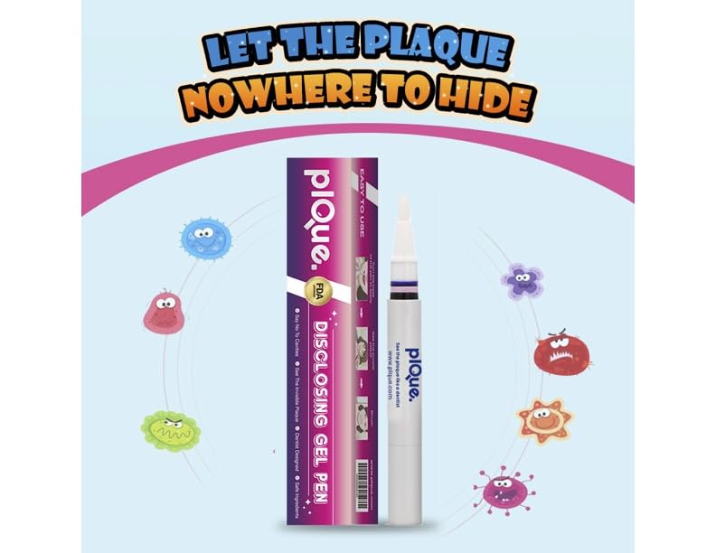 PLQUE Disclosing Gel Pen – Plaque Detector for Brushing (90 Uses)