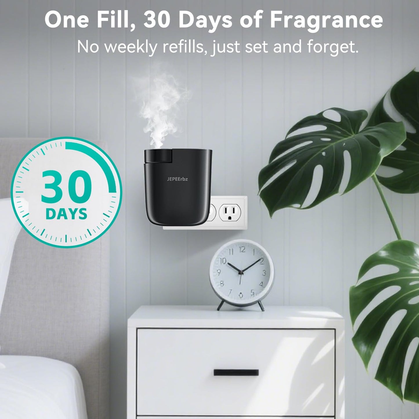 Plug in Diffuser - Waterless Oil Diffuser with Smart Bluetooth App Control (500 Sq Ft, Black)