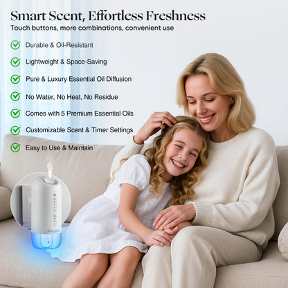 Plug-in Waterless Diffuser Starter Kit – 5 Oils, 700 sq ft Coverage, White