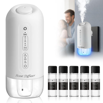 Plug-in Waterless Diffuser Starter Kit – 5 Oils, 700 sq ft Coverage, White