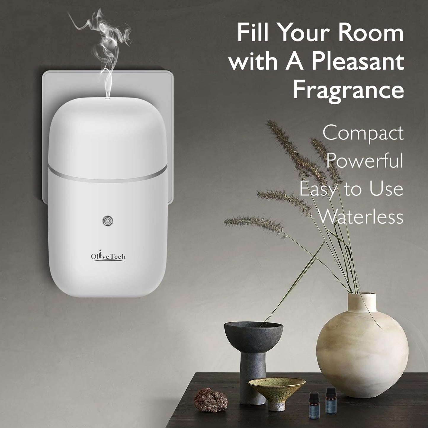 Plug in Waterless Diffuser - OliveTech Cold Air Diffusion, Hotel Collection (2x10ml Oils)