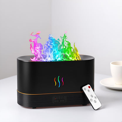 PLUWEL Colorful Flame Diffuser 300ML – Large Room Essential Oil Diffuser with Remote, Night Lights, Timer