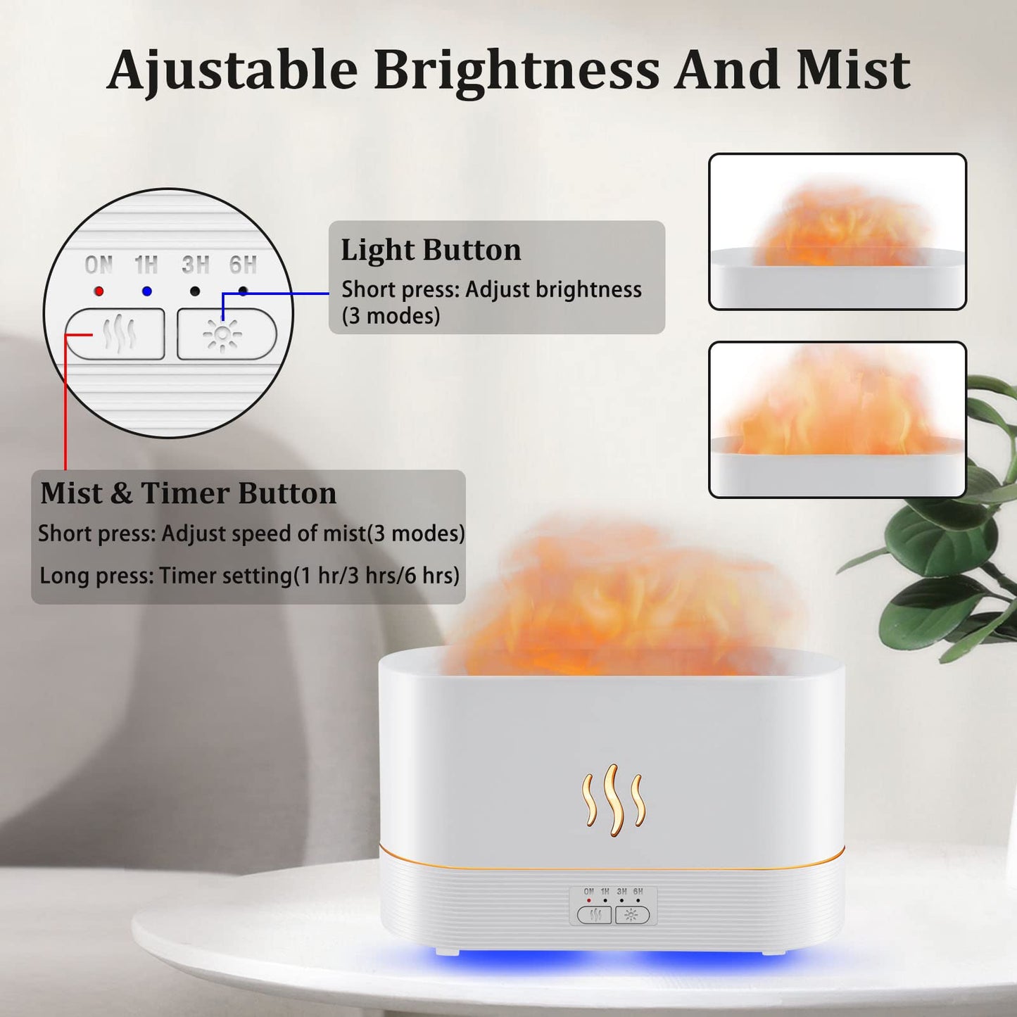 PLUWEL Flame Diffuser 300ML - Large Room Aroma Diffuser with RGB Light & Remote