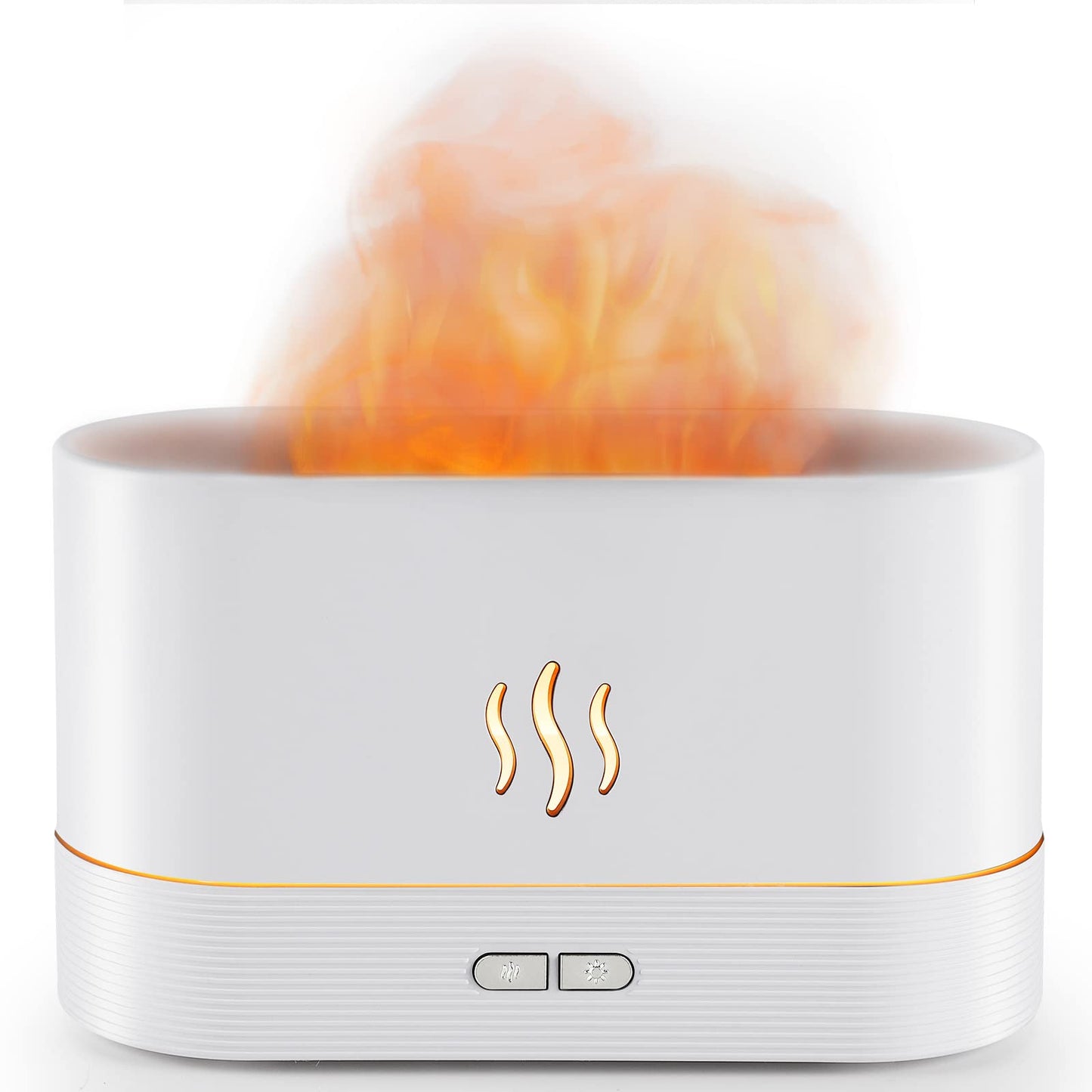 PLUWEL Flame Diffuser Humidifier – Auto Off, 180ml, Realistic Flame LED, 2 Brightness Modes