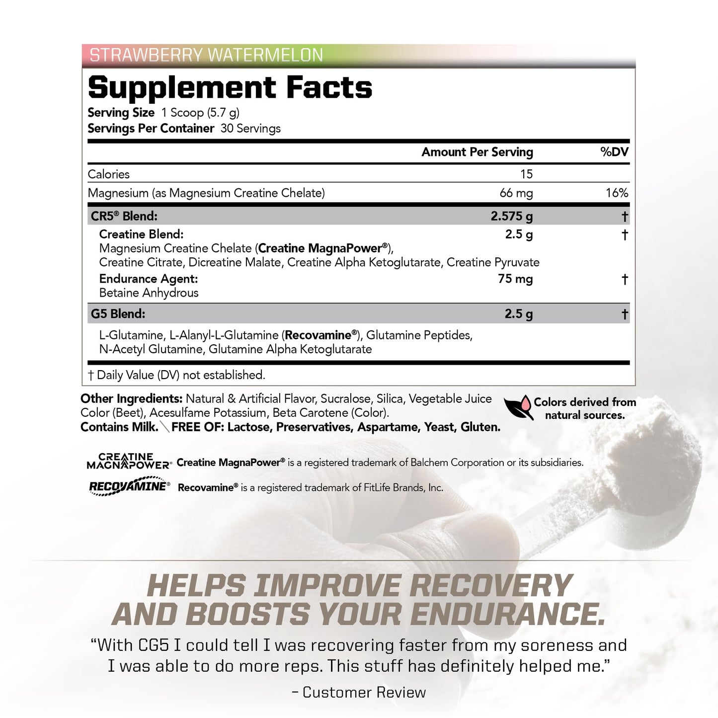 PMD Sports CG5 Premium Creatine & L-Glutamine Powder – Power, Recovery, Lean Muscle (Strawberry Watermelon, 30 Servings)