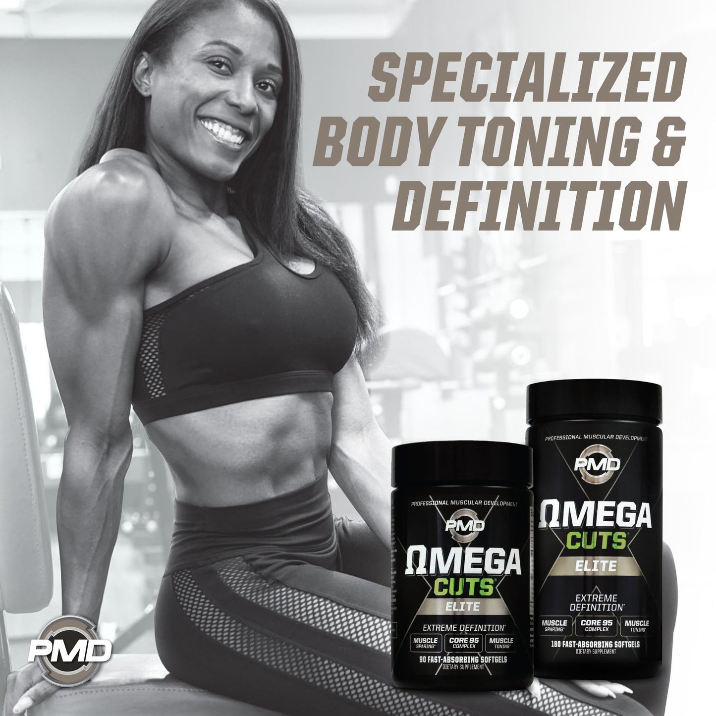 PMD Omega Cuts Elite – Fat Loss & Muscle Definition Formula (180 Softgels) – Stimulant Free