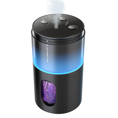 Pmsusoow Waterless Diffuser - Mini Battery Essential Oil Diffuser, 9-Color LED, Obsidian Black