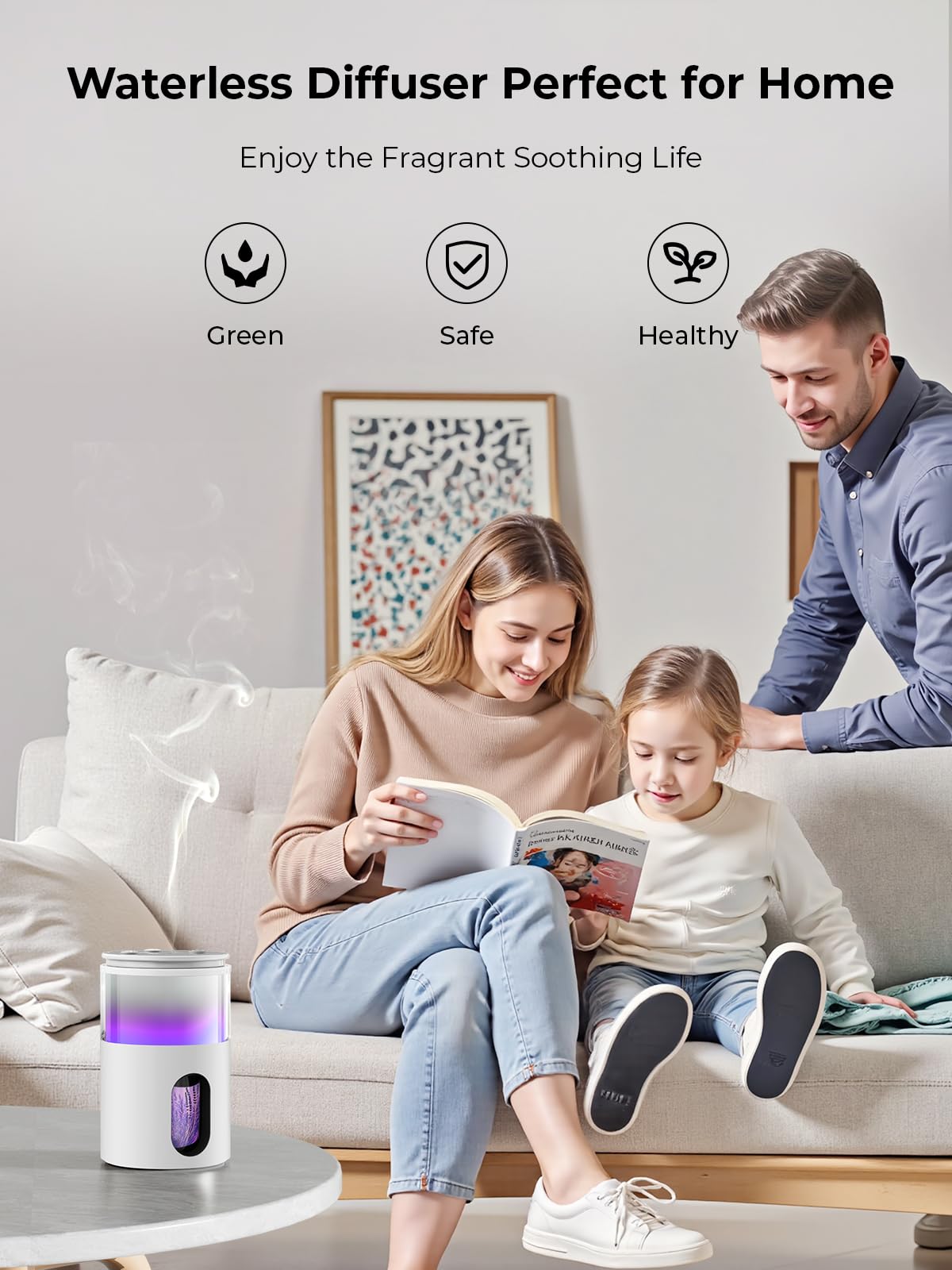 Pmsusoow Waterless Diffuser - Mini Battery Scent Diffuser (Room/Home/Car) Snow White