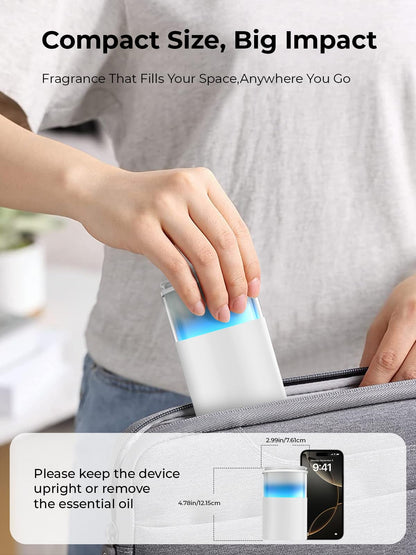 Pmsusoow Waterless Diffuser - Mini Battery Scent Diffuser (Room/Home/Car) Snow White