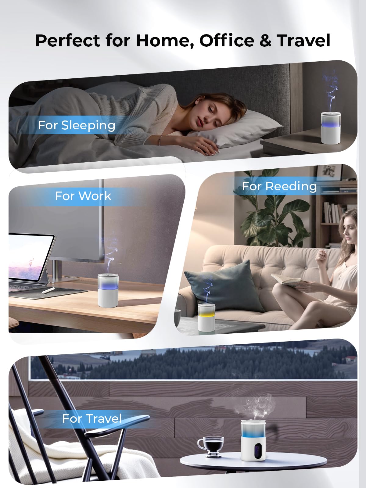 Pmsusoow Waterless Diffuser - Mini Battery Scent Diffuser (Room/Home/Car) Snow White