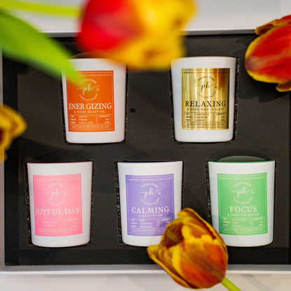 Podaras Home 12% Essential Oil Soy Wax Samplers — Gift Set of 5 Candles (45g each)