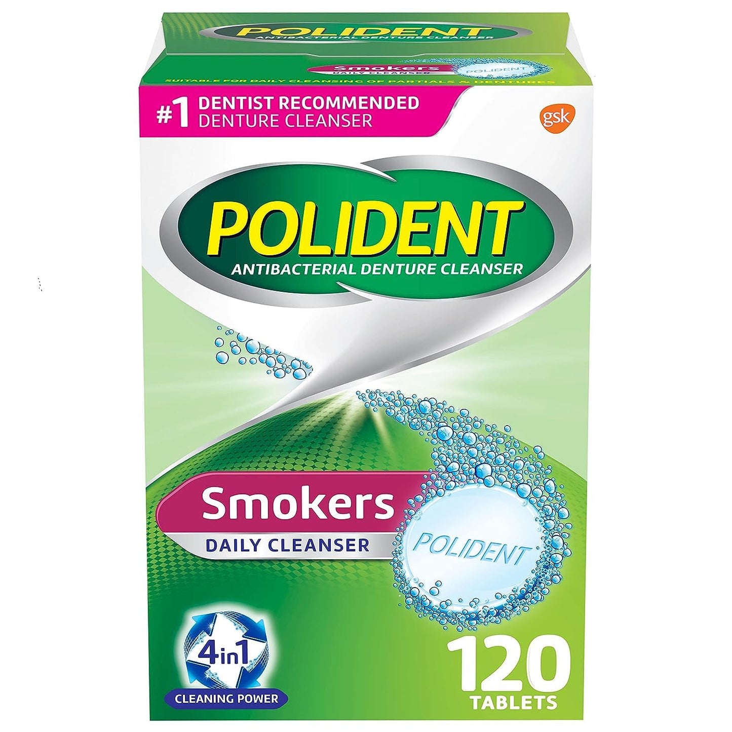 Polident Smokers Denture Cleanser Tablets - 120 Count | Pack of 1