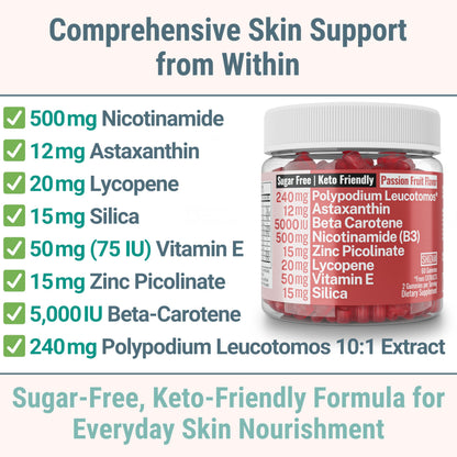 Astaxanthin Polypodium Leucotomos Zinc Picolinate Lycopene Gummies – Vegan & Keto