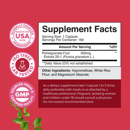 Advanced Pomegranate Supplement – Heart Health & Joint Support (180ct) | Reds Superfood