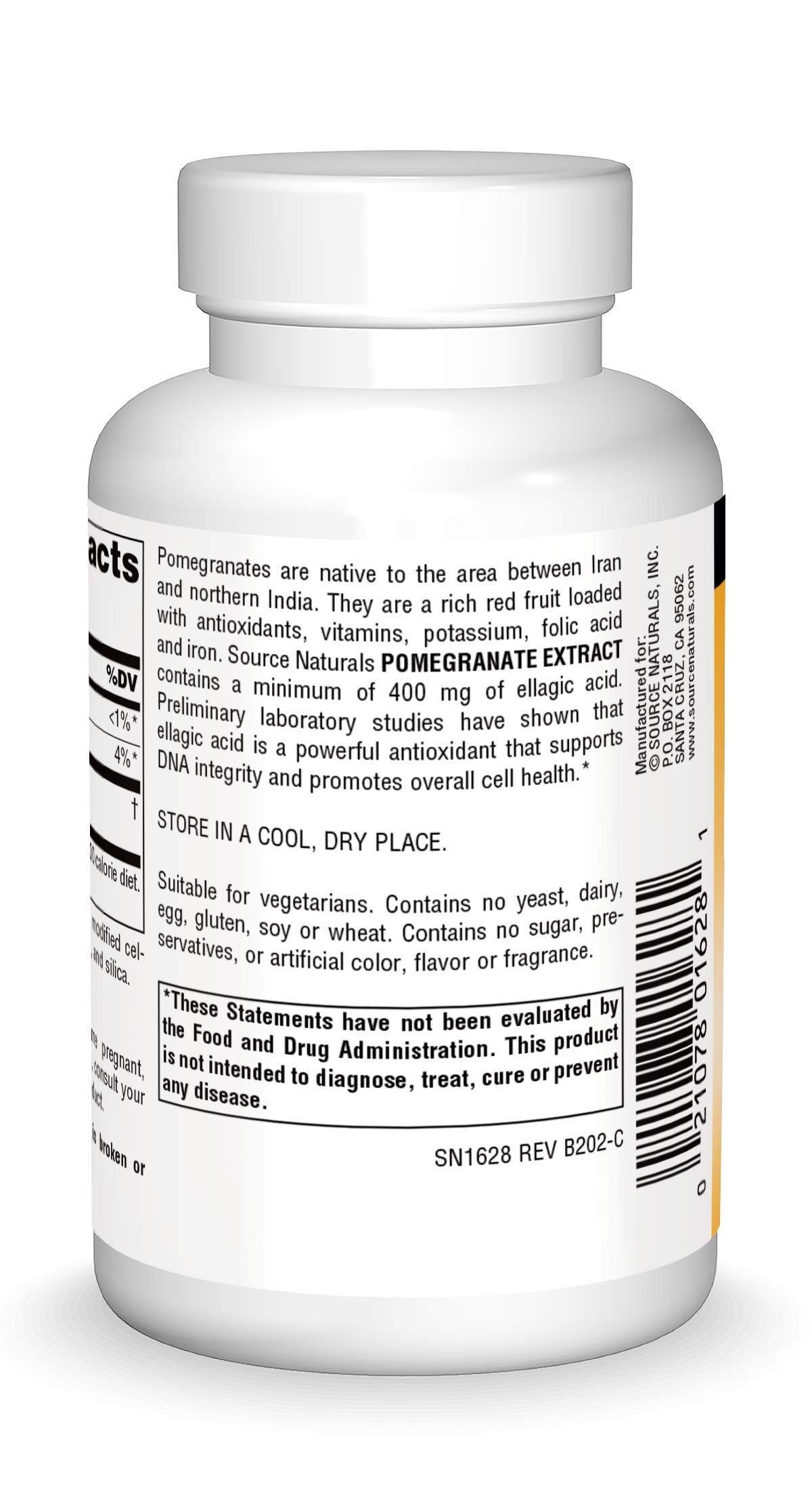 Source Naturals Pomegranate Extract 500mg – Whole Fruit Ellagic Acid, 120 Tablets