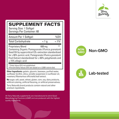 Terry Naturally Pomegranate Seed Oil – Cardiovascular Health Support – Omega-5 Non-GMO – 60 Softgels, 2 Pack