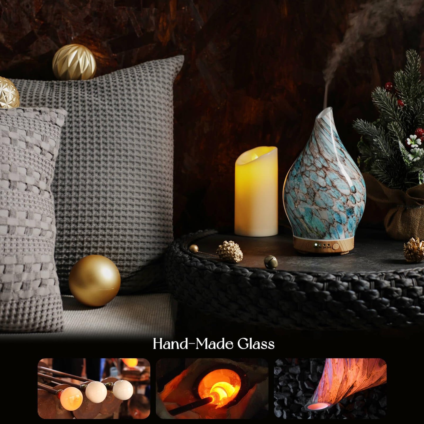 Porseme 100ml Glass Essential Oil Diffuser – Color-Changing Aromatherapy Ultrasonic Diffuser
