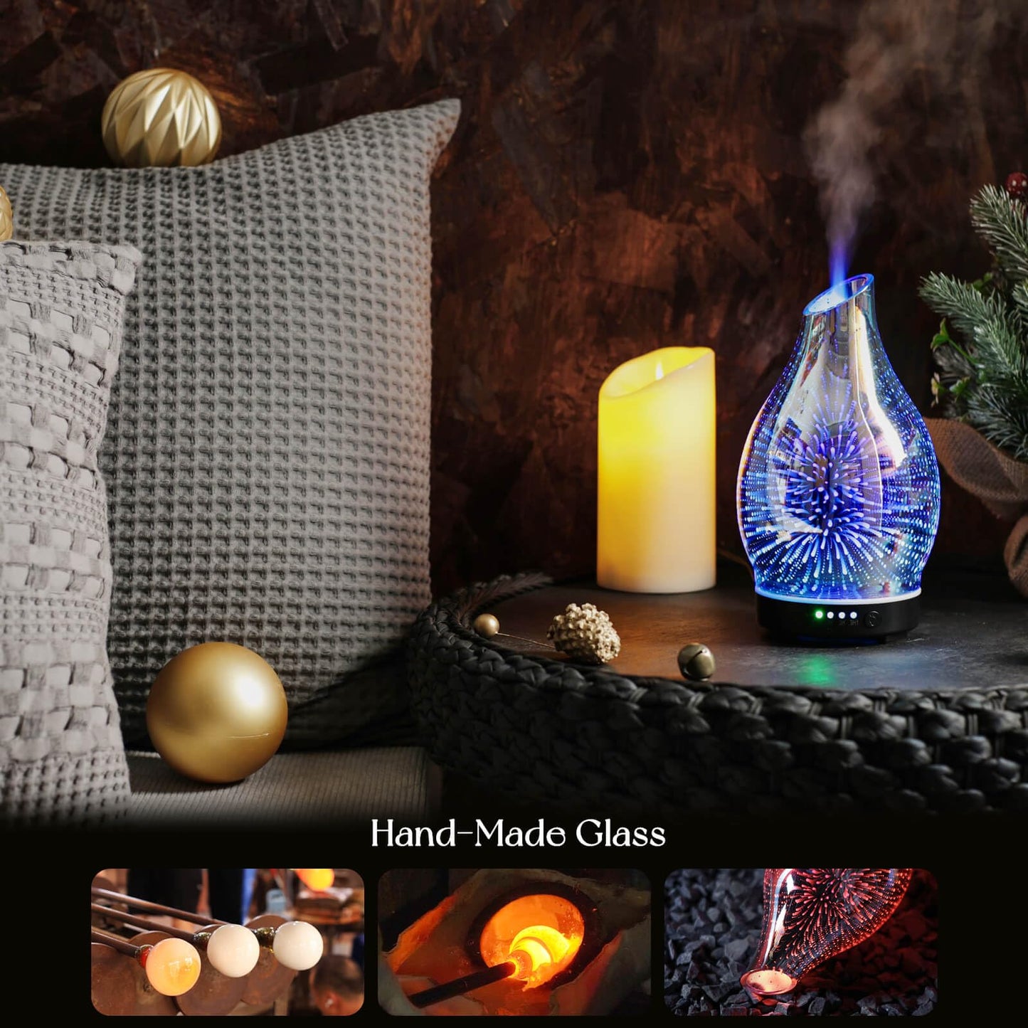 Porseme 150ml Glass Essential Oil Diffuser – 7-Color LED, Auto-Off, Ultrasonic Mist