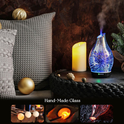 Porseme 150ml Glass Essential Oil Diffuser – 7-Color LED, Auto-Off, Ultrasonic Mist
