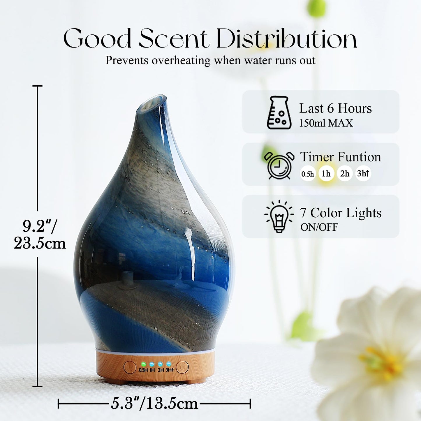 Porseme 150ml Glass Diffuser – Aromatherapy, Auto-Off, Galaxy