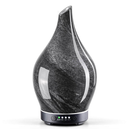 Porseme 150ml Glass Essential Oil Diffuser – Obsidian, Color Changing LED, 6h Ultrasonic