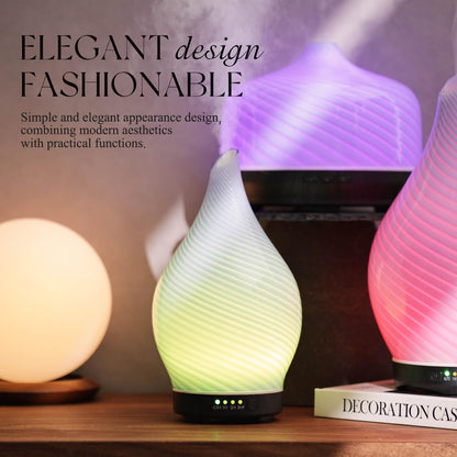 Porseme 150ml Glass Color-Changing Essential Oil Diffuser – Ultrasonic Humidifier, 6h Auto-Off (Pure Purple)