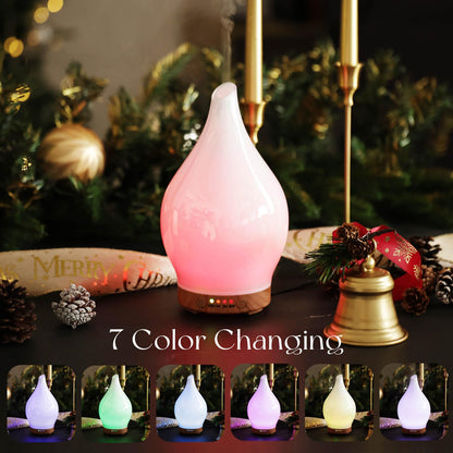 Porseme 150ml Glass Essential Oil Diffuser – Color Changing Aromatherapy Humidifier