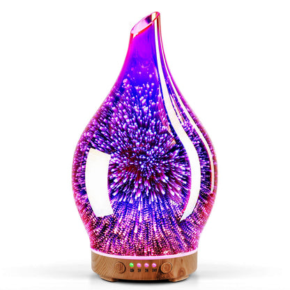 Porseme 150ml Essential Oil Diffuser – 3D Firework Glass, Rose Gold, Auto Shut-Off