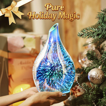 Porseme 280ml 3D Glass Essential Oil Diffuser – Ultrasonic Humidifier, Auto Shut-Off, BPA Free