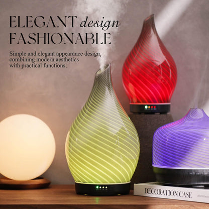 Porseme 280ml Glass Diffuser – Color Changing Aromatherapy, Auto-Off