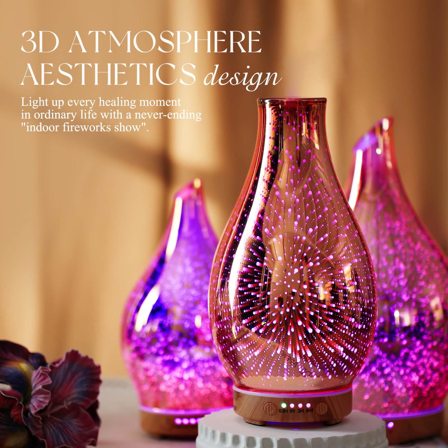 Porseme Essential Oil Diffuser 100ml | 3D Glass Ultrasonic Humidifier