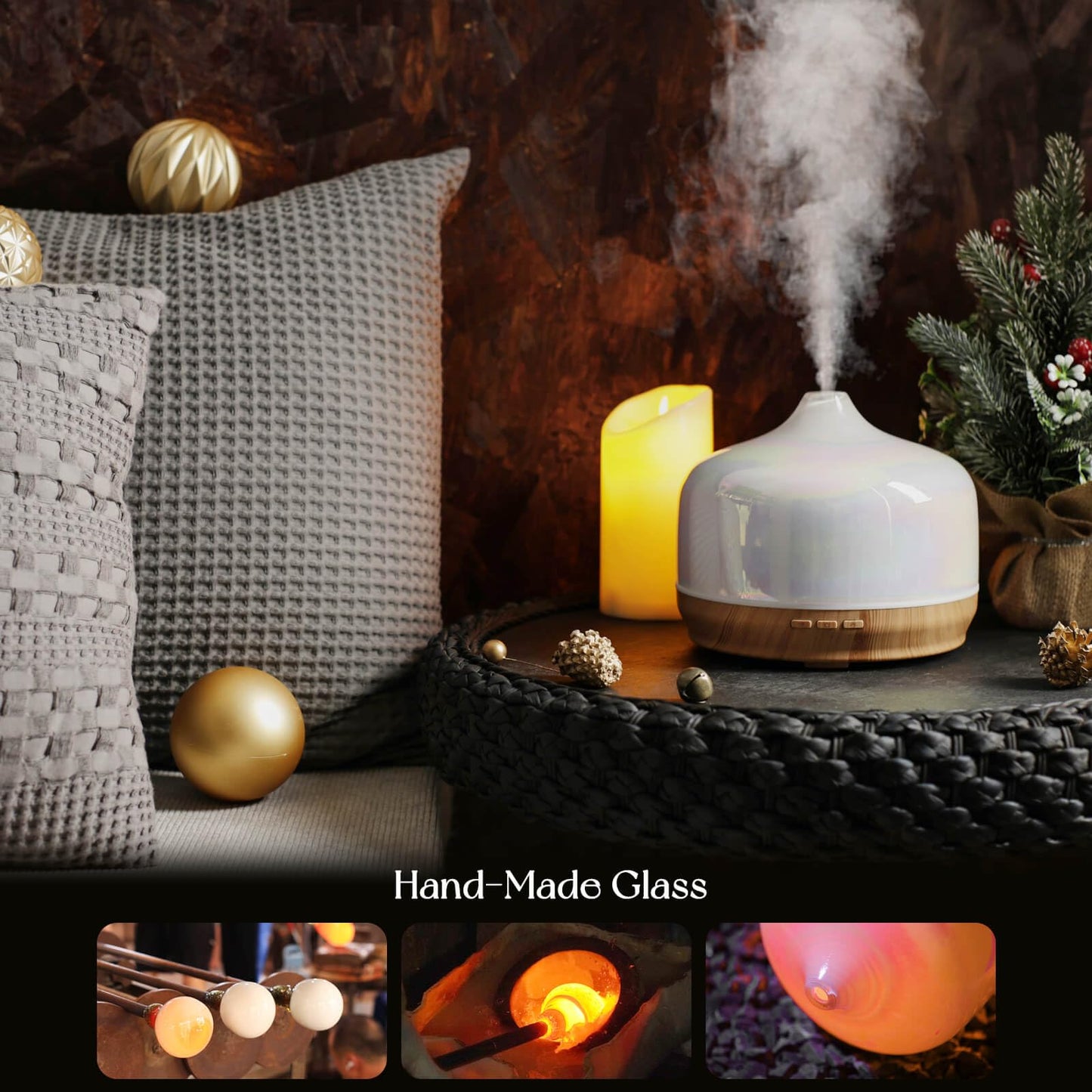 Porseme 500ml Glass Essential Oil Diffuser | Ultrasonic Humidifier