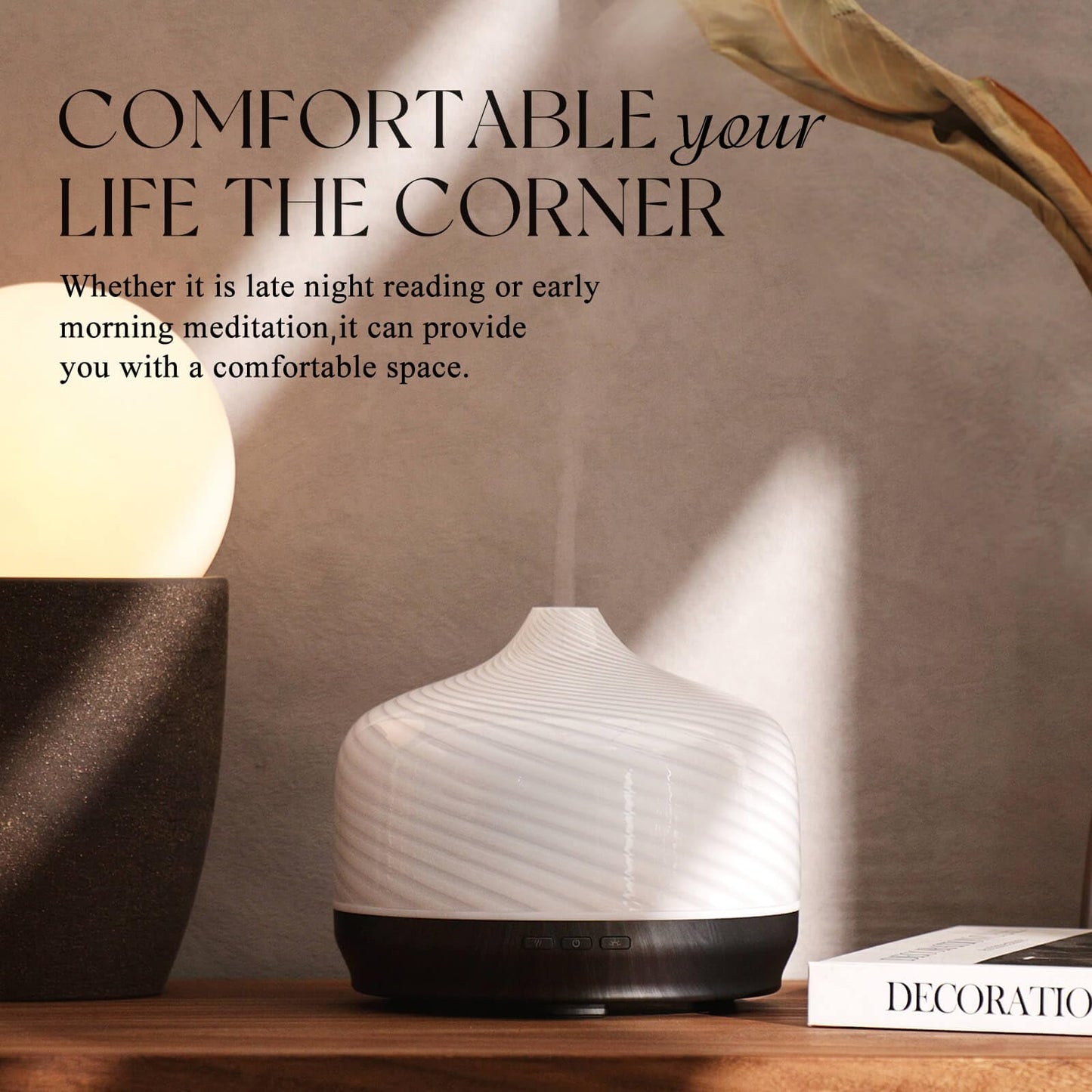 Porseme 500ml Glass Essential Oil Diffuser – Ultrasonic Cool Mist, Auto-Off