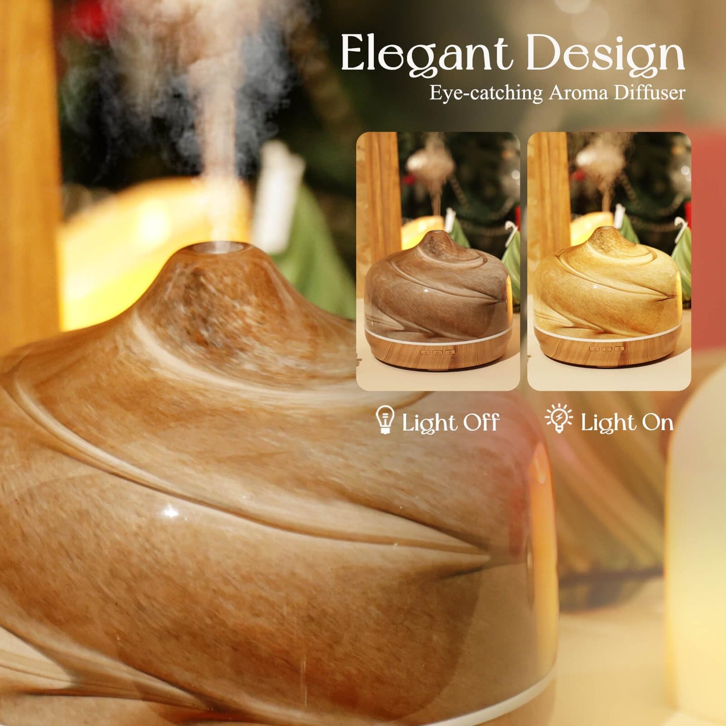 Porseme 500ml Glass Essential Oil Diffuser – Desert Starry Glass, Ultrasonic Humidifier, 15-21h Run Time