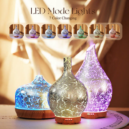 Porseme 150ml Silver Plated Glass Essential Oil Diffuser | Auto Shut-Off, BPA Free